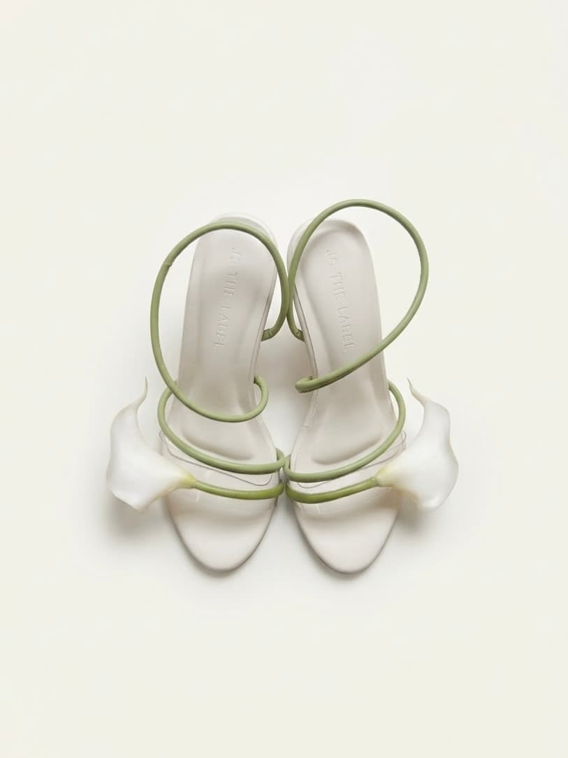 Calla Lily Sandal Heel — Ivory thumbnail 3